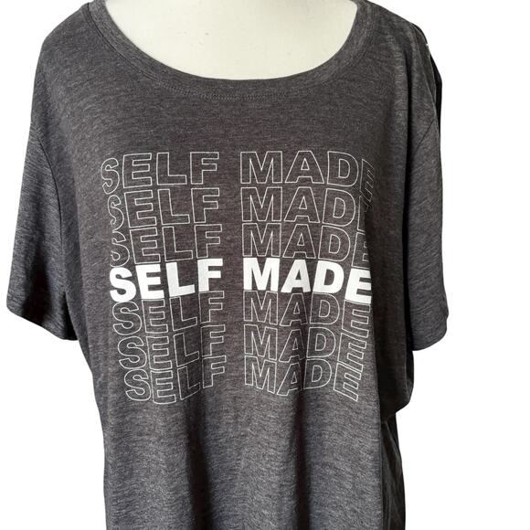 Torrid T Shirt Womens 4x Slim Fit Heathered Gray Self Made Print Crew Neck Top - Picture 2 of 9